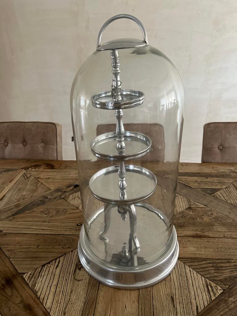 Rivièra Maison Glazen Stolp met Etagère Set, Huis en Inrichting, Woonaccessoires | Etagères, Ophalen, Zo goed als nieuw