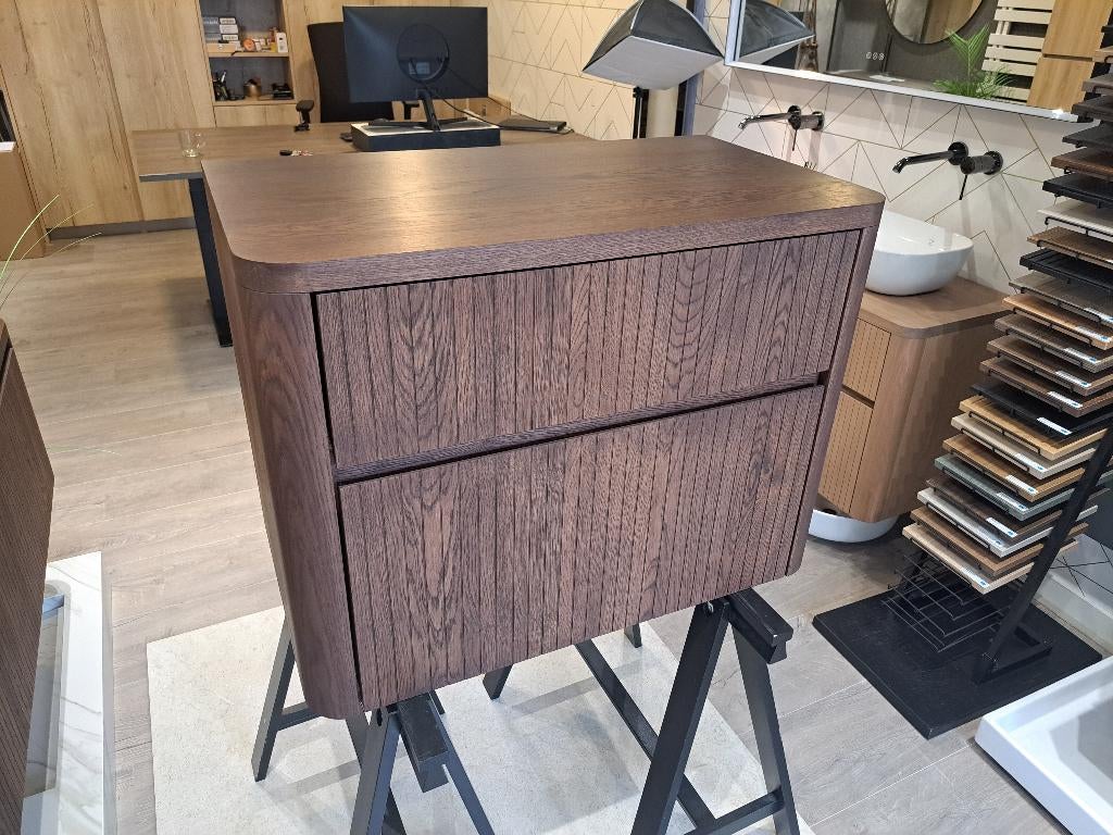 Massief Eiken Houten badmeubel Son 2.0 ronde hoeken 80cm, Overige typen, Nieuw, Minder dan 100 cm, 25 tot 50 cm