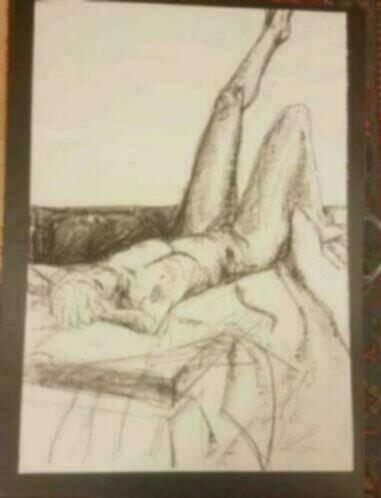 Tekening Liggend naakt gesigneerd Elma Lubbes 2004, Antiek en Kunst, Ophalen