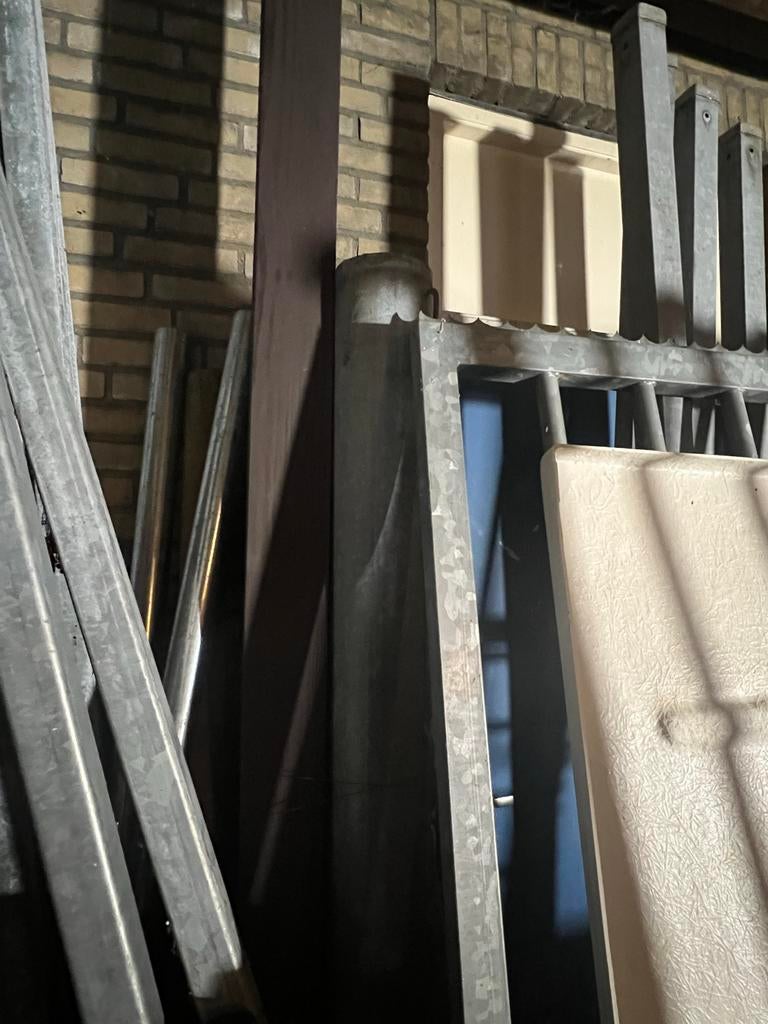 Heras hekwerken met dubbele  poort en staanders, Ophalen, Gebruikt, IJzer
