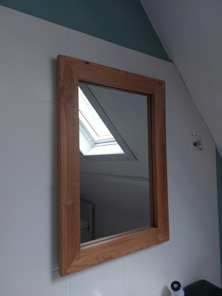 Teakhouten spiegel Leen Bakker 45x64 cm, Ophalen, Minder dan 50 cm, Gebruikt, Minder dan 100 cm