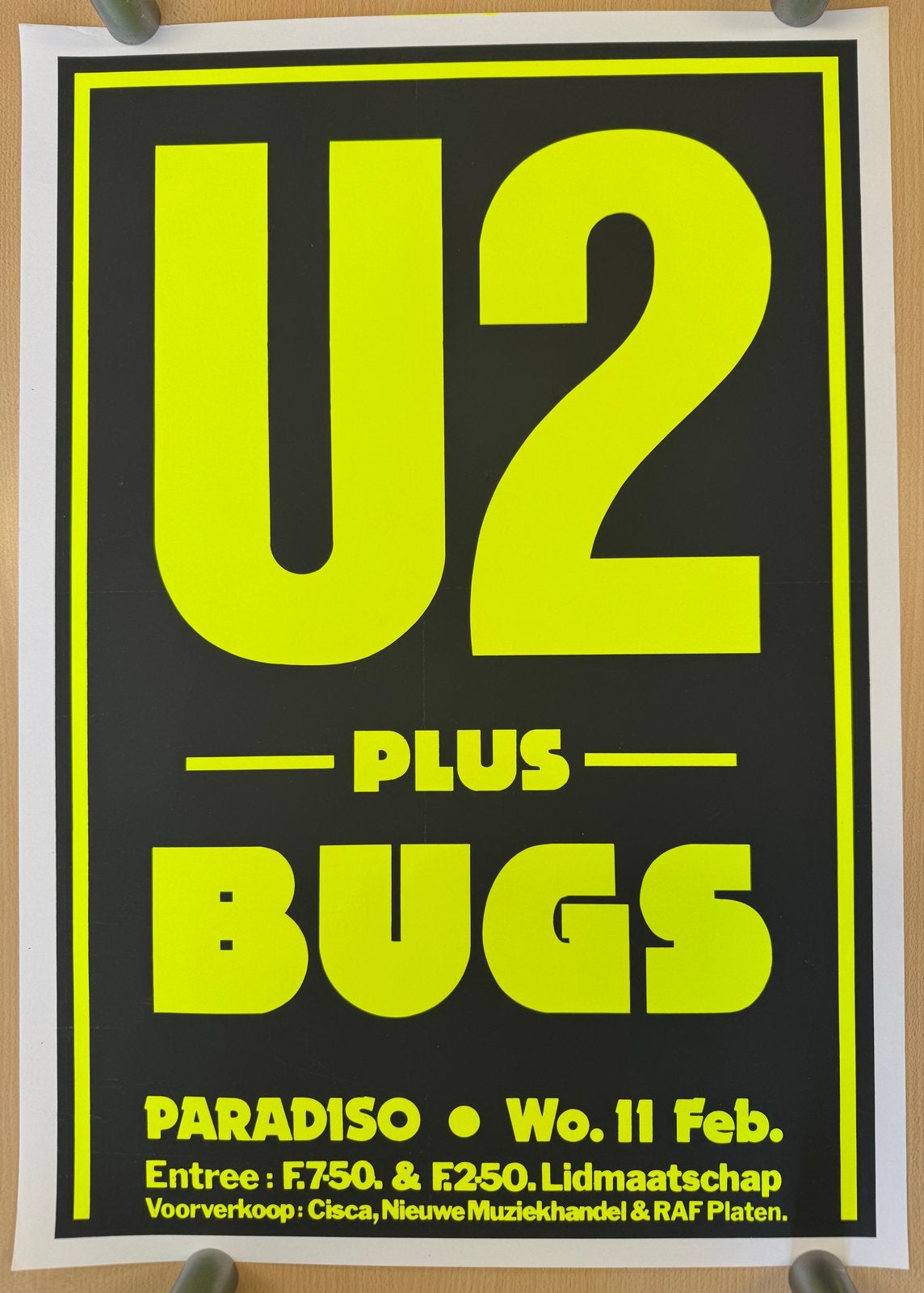 U2 + Bugs Paradiso Wo. 11 Feb. Concertposter, Verzamelen, Verzenden, A1 t/m A3, Muziek, Rechthoekig Staand