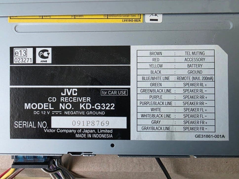 JVC KD-G322 Autoradio, Auto diversen, Ophalen of Verzenden