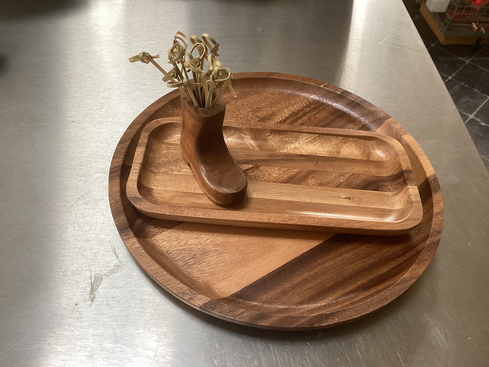Rustieke 3-delige Houten Borrelset / Serveerplank, Ophalen, Gebruikt, Overige vormen, Hout