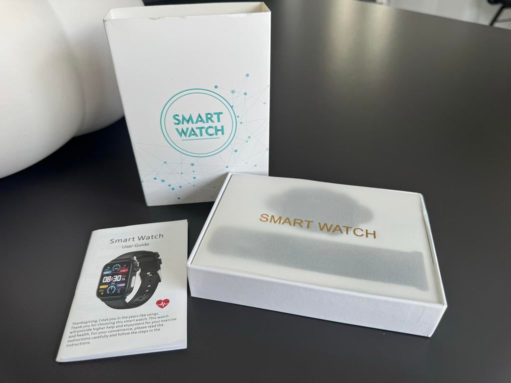 Nieuwe Smart Watch met Hartslagmeter en Stappenteller, Hartslag, Zwart, Nieuw, Ophalen of Verzenden