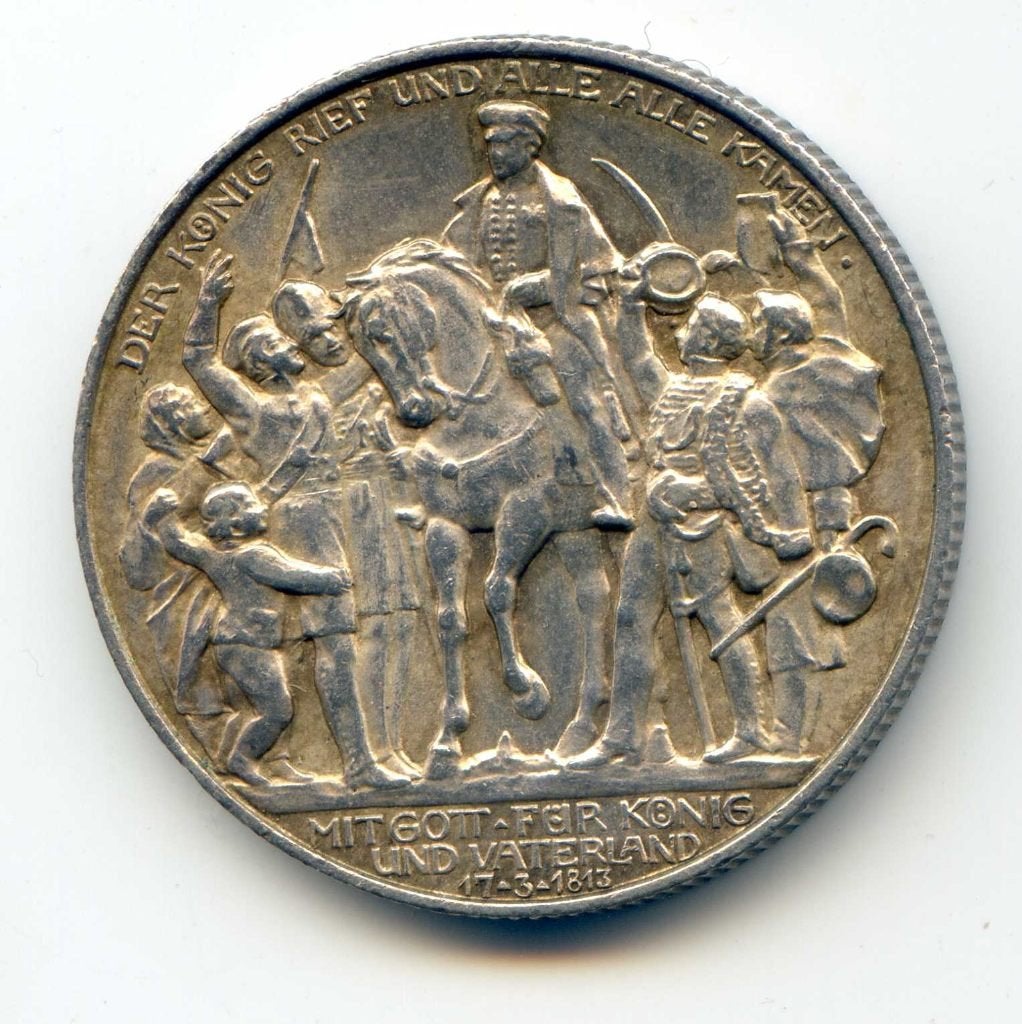 Duitsland Pruissen 2 Mark 1913 Oorlog met Napoleon 100 Jaar, Ophalen of Verzenden, Duitsland, Zilver
