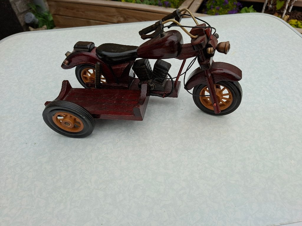 houtgemaakte houten motor met zijspan, Ophalen of Verzenden, Houtsnijwerk