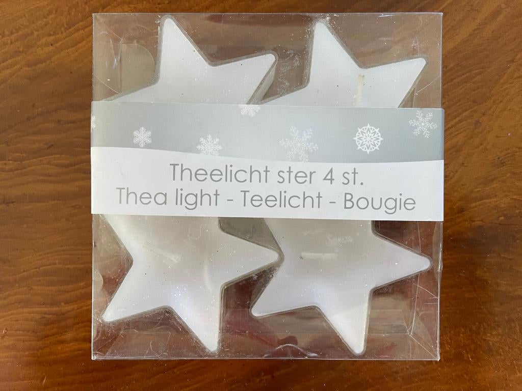 4 Theelichten "Ster" Nieuw in Doos, Diversen, Kerst, Ophalen of Verzenden, Nieuw