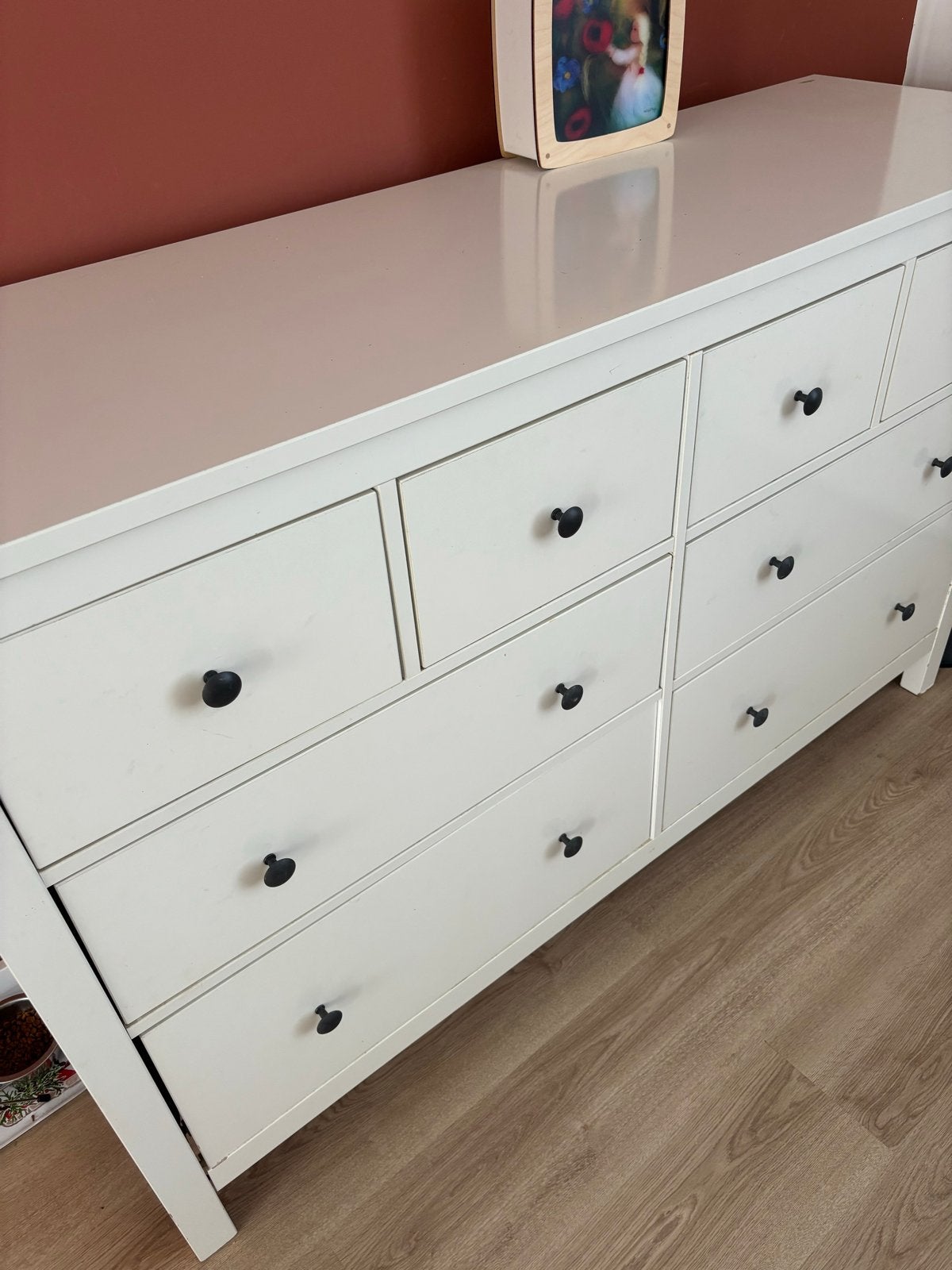 Hemnes Witte ladekast met 8 lades, Ophalen, Gebruikt, 5 laden of meer, 100 tot 150 cm