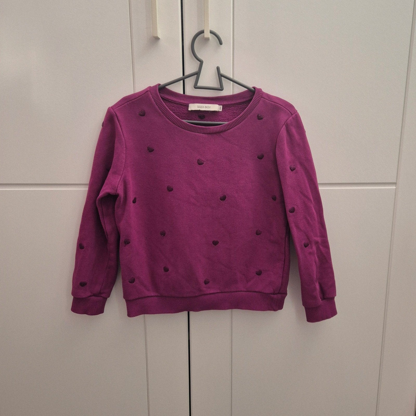 Sissy-boy sweater trui longsleeve paars hartjes mt 110/116, Kinderen en Baby's, Kinderkleding | Maat 110, Ophalen of Verzenden