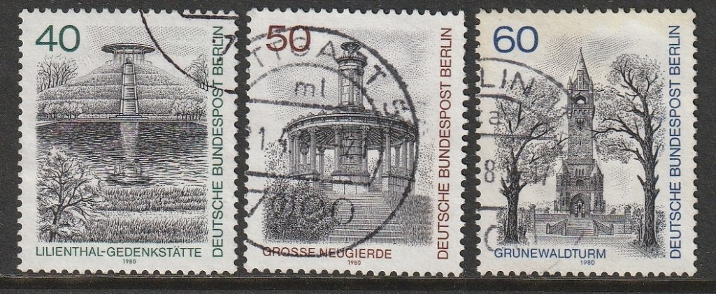 Berlijn 1980 634/636 Berlijnse monumenten, Gest, Ophalen of Verzenden, Overige periodes, Gestempeld