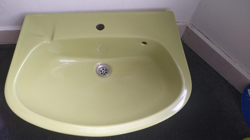 Retro groene wastafel vintage, Ophalen, 50 tot 100 cm, Minder dan 100 cm, Wasbak of Wastafel