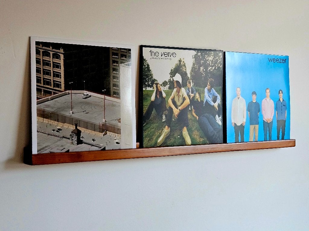 LP houder 1 meter - voor 3 LP's wandplank hout - vinyl wall