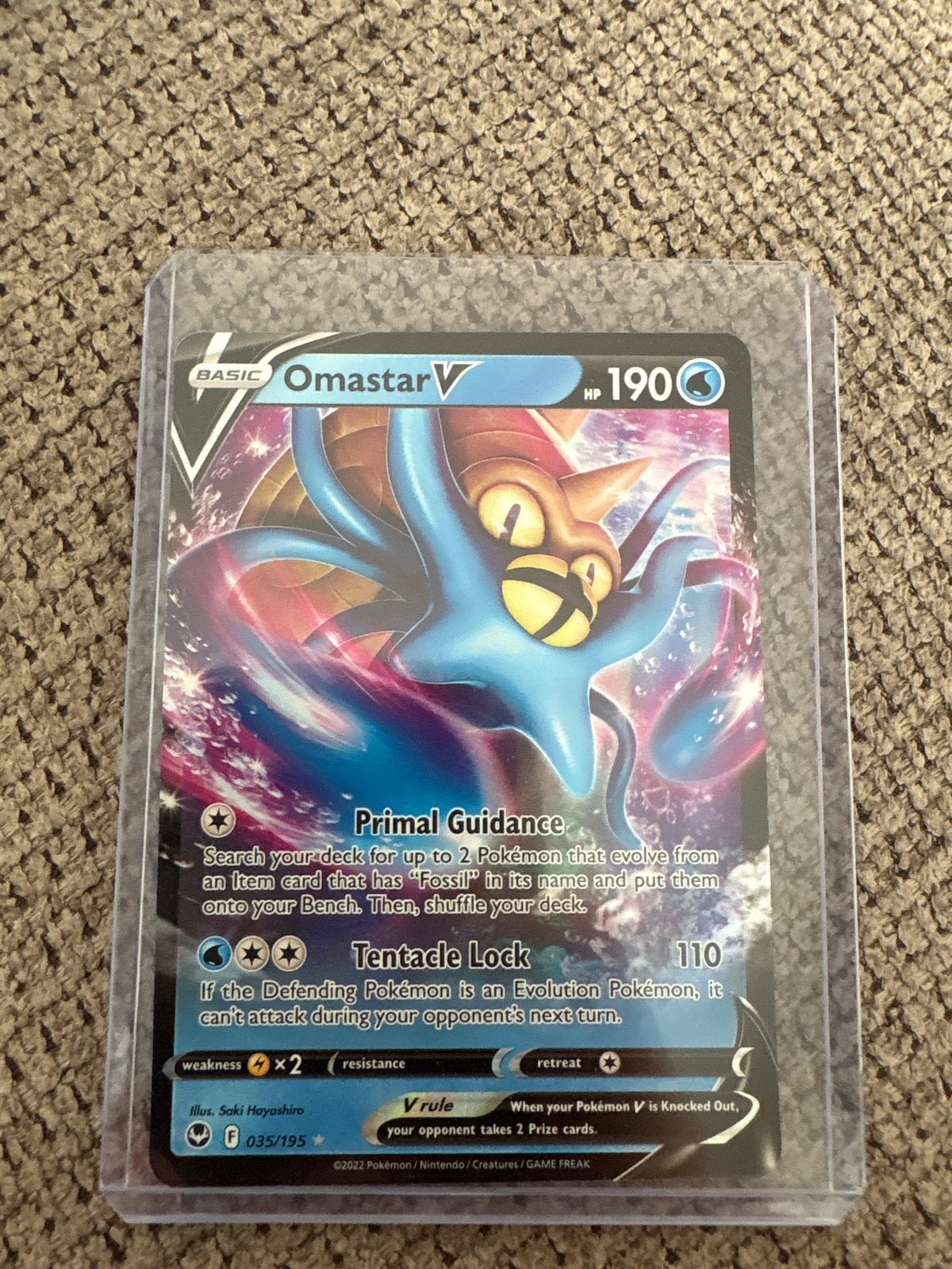 Omastar V Pokémon Kaart - 035/195 - Zo goed als nieuw, Ophalen of Verzenden, Nieuw, Losse kaart