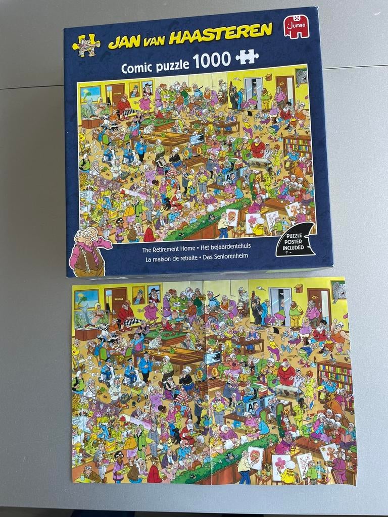 Jan van Haasteren: Het bejaardentehuis. 1000 stukjes, Hobby en Vrije tijd, Denksport en Puzzels, Ophalen, 500 t/m 1500 stukjes