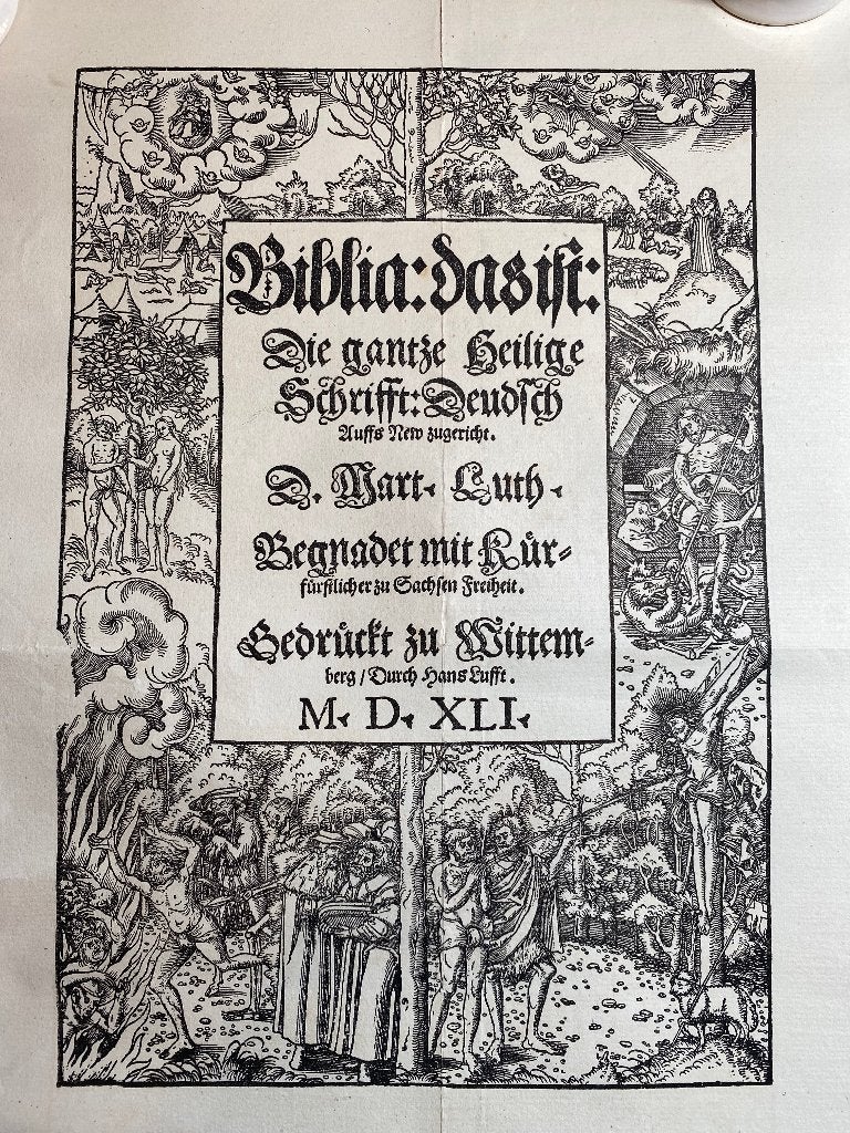 Antieke facsimile 1881 - Titelblad Luther-Bijbel (1541), Ophalen of Verzenden, Maarten Luther/Erasmus