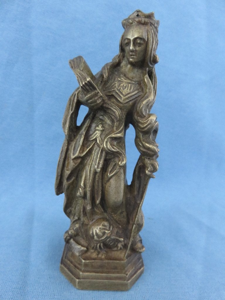 Heilige Catherina in brons - 17e - 19e eeuw, Ophalen of Verzenden, Brons