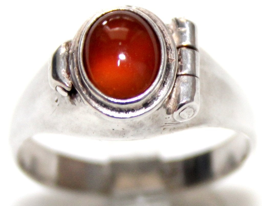 Schitterende Zilver & Cabochon Carneool Agaat Gif Ring, Ophalen of Verzenden, Zilver, Ring, Met edelsteen