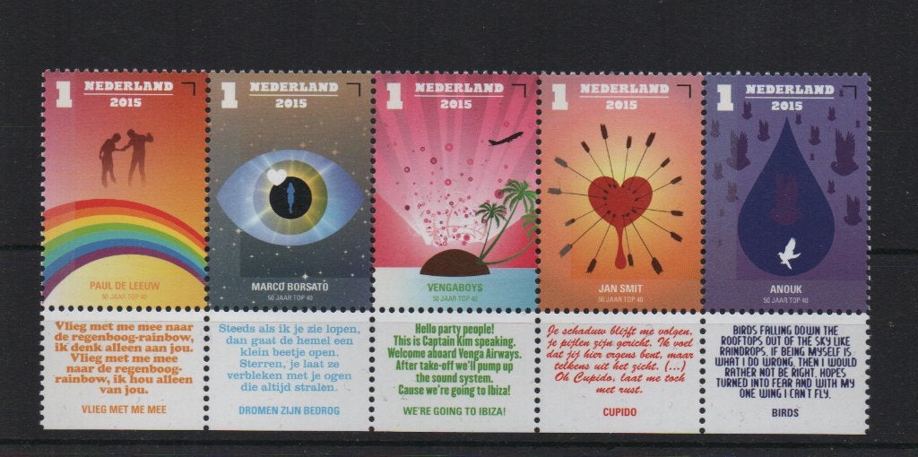 NVPH 3264-3268 Postfris 2015 50 jaar Top-40, Postzegels en Munten, Postzegels | Nederland, Ophalen of Verzenden, Na 1940, Postfris