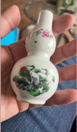 Vaasje met vogel, Ophalen of Verzenden
