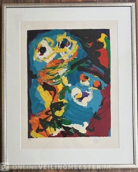 Karel Appel litho "Deux personnages" 37/110 – Gesigneerd, Lithografie, Gelimiteerde oplage, Ophalen, Personages en Fantasiefiguren