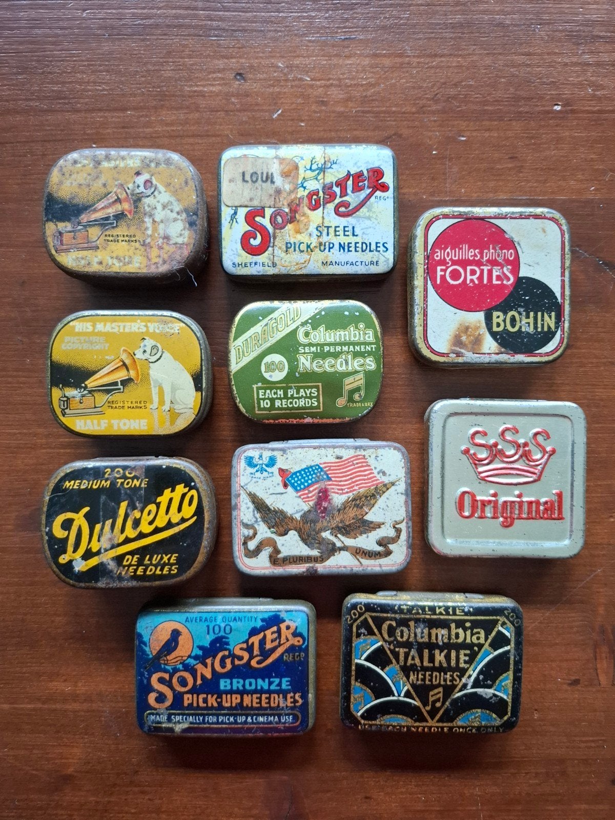 10 Vintage Grammofoonnaalden Doosjes - Diverse Merken, Verzamelen, Overige Verzamelen, Ophalen of Verzenden, Gebruikt