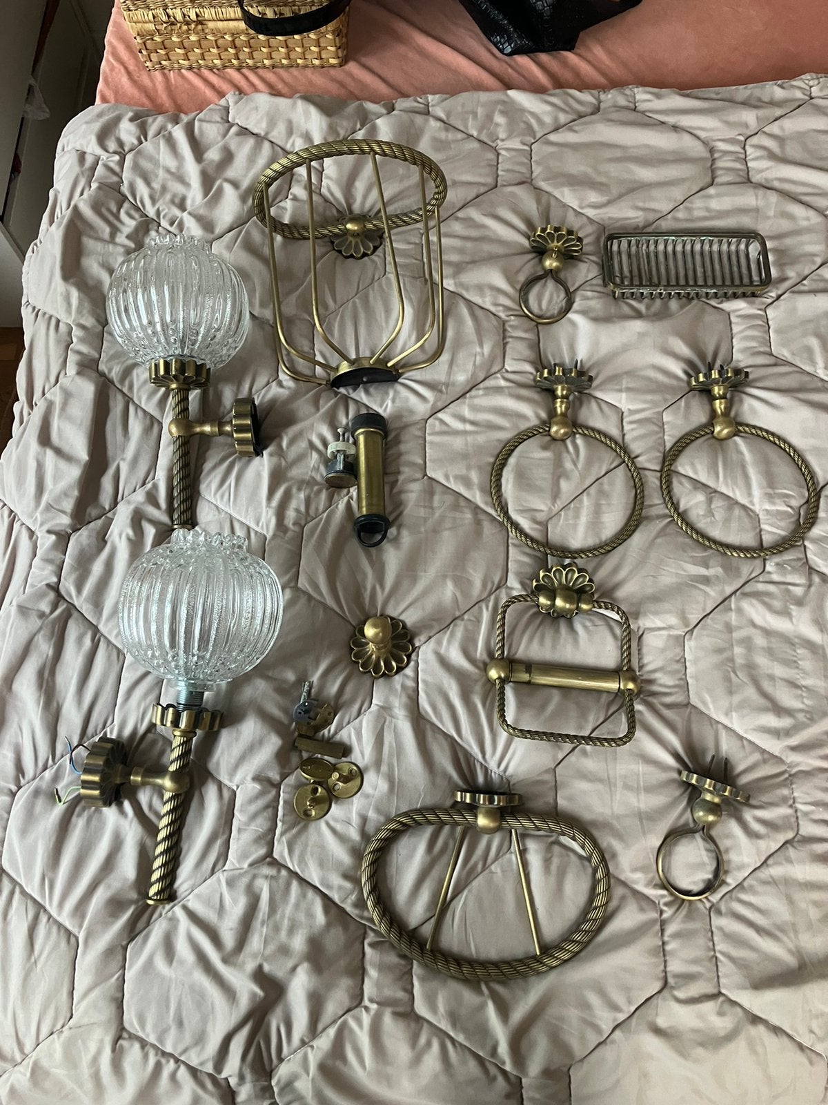 Complete vintage messing badkamer set. Jaren 70/80., Ophalen, Zo goed als nieuw