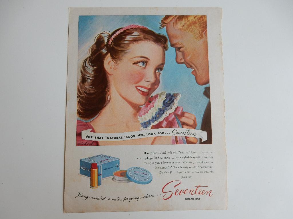 Seventeen cosmetics uit Amerikaans tijdschrift jaren'40., Ophalen of Verzenden, Gebruikt