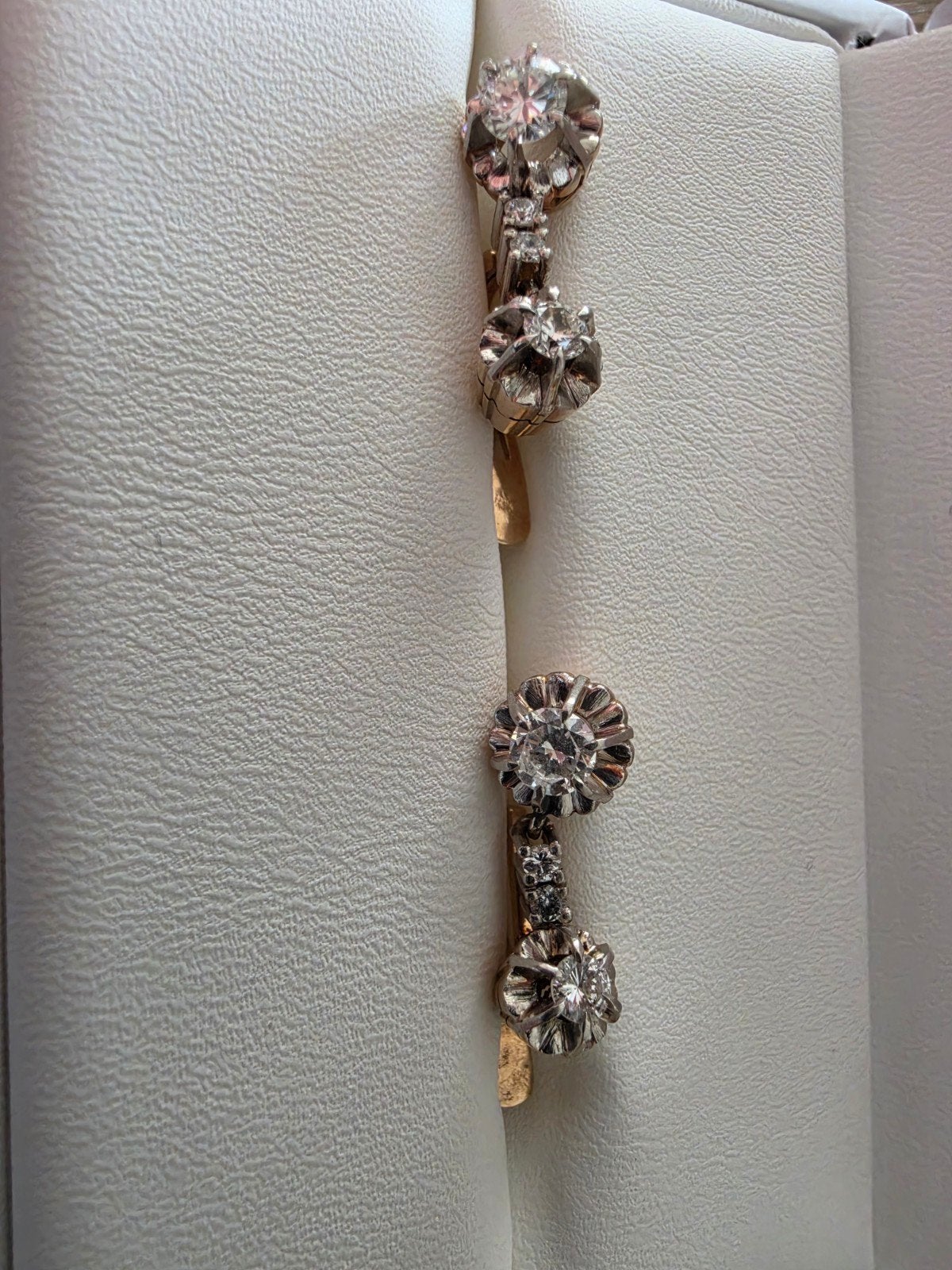 Vintage Sovjet 583 Goud & Diamant Oorbellen, Sieraden, Tassen en Uiterlijk, Oorbellen, Ophalen, Goud, Goud