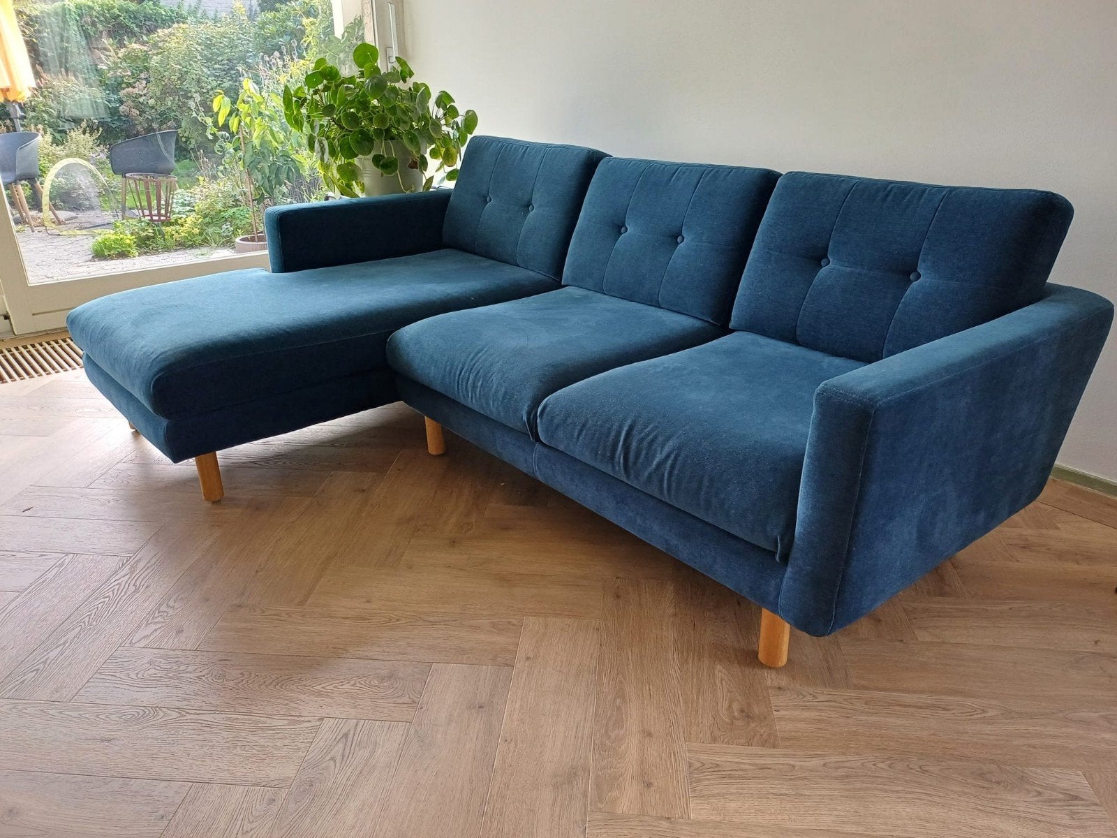Sofacompany Conrad Chaise longue + gratis poef!, Huis en Inrichting, Ophalen, Driepersoons, 75 tot 100 cm, Zo goed als nieuw