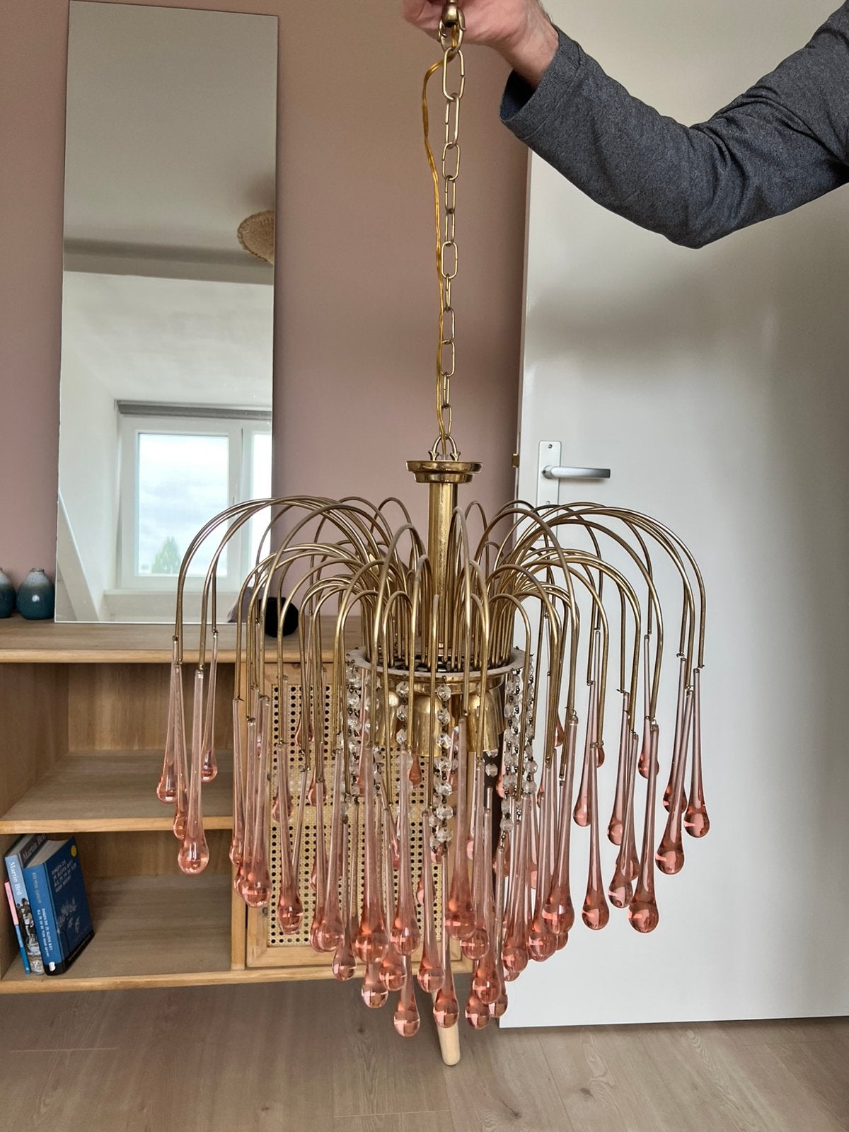 Roze teardrop murano lamp, Ophalen, Gebruikt