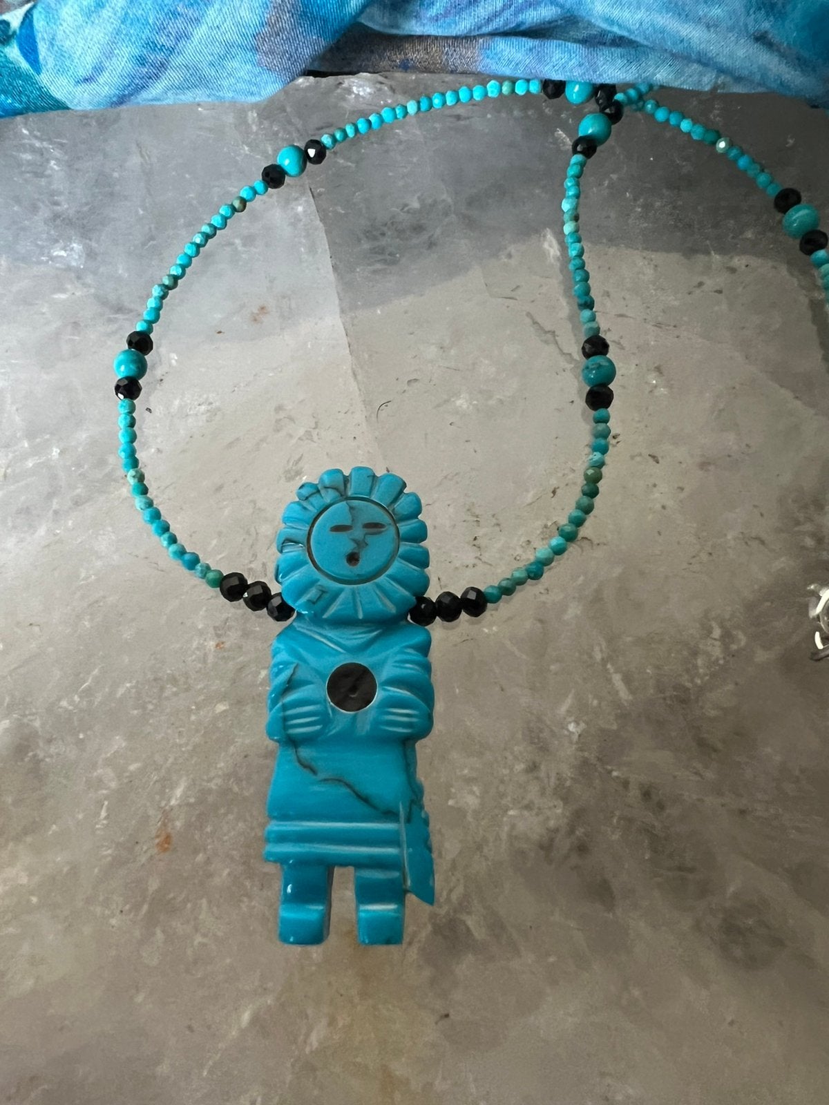 Turkoois turquoise Arizona Zuni amulet geluk zeldzaam uniek, Sieraden, Tassen en Uiterlijk, Kettingen, Blauw, Magnolia11, Nieuw