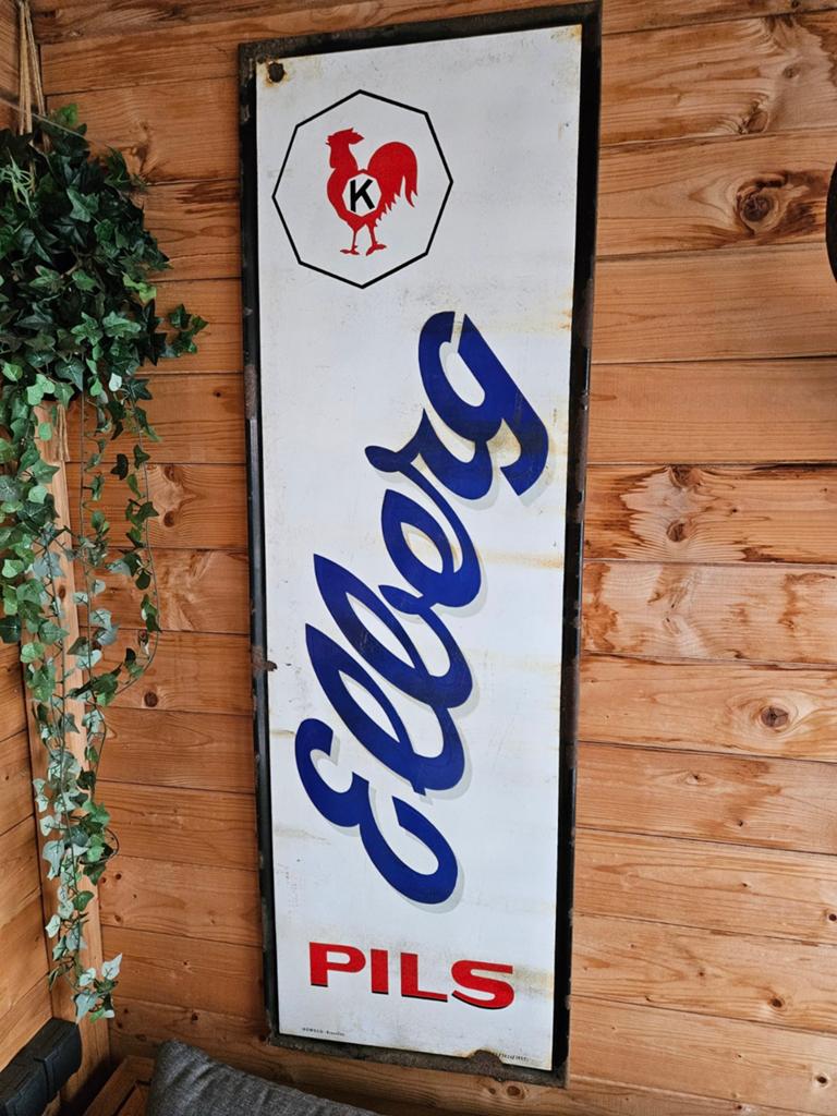 Elberg Pils Emaille Reclamebord, Antiek en Kunst, Antiek | Emaille, Ophalen