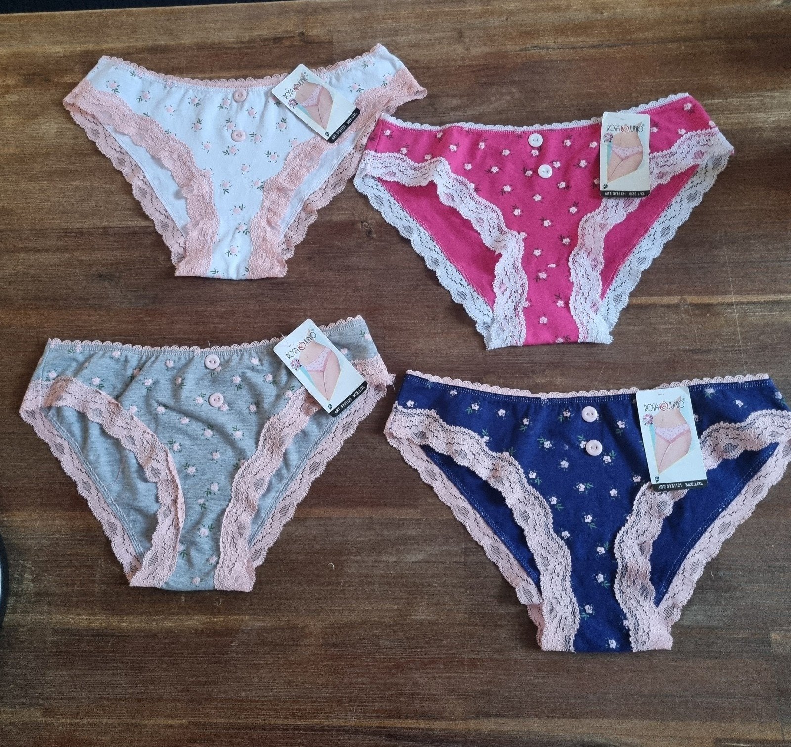 4x NIEUWE Damesslips L/XL - ROSA & JUNIO  - Bloemenprint, Rosa & Junio, Ophalen of Verzenden, Overige kleuren, Slip