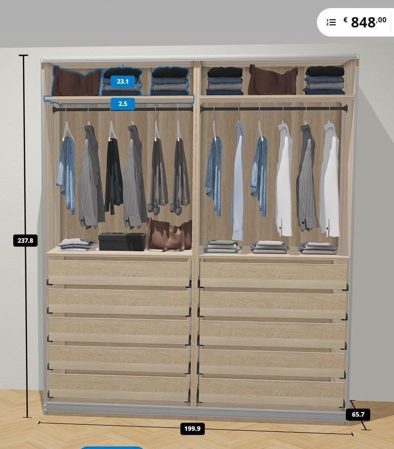 IKEA PAX kledingkast 200x58x236cm, Bezorg-/montageoptie