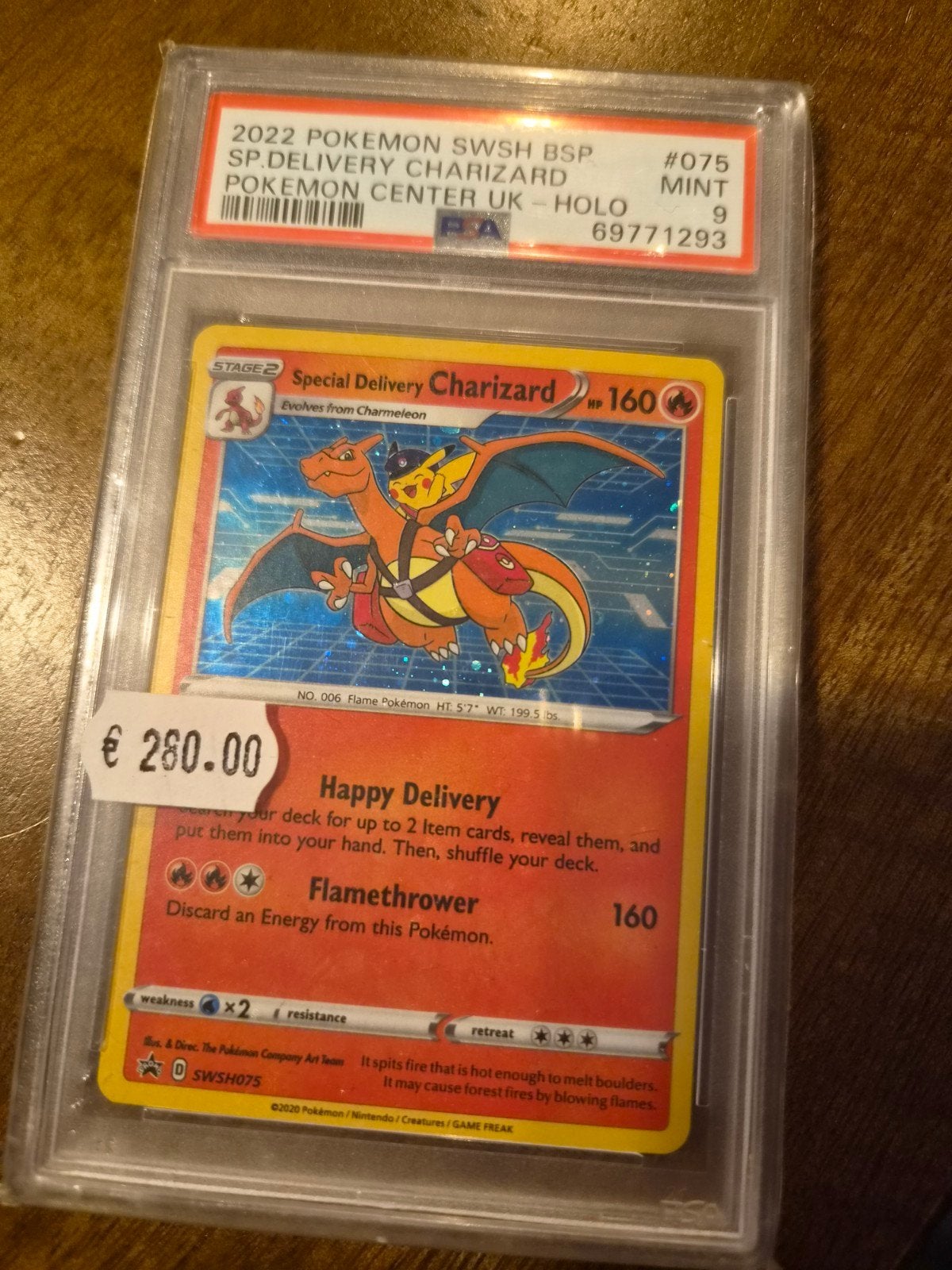 PSA 9 Special Delivery Charizard SWSH075 Pokémon Kaart NM, Ophalen of Verzenden