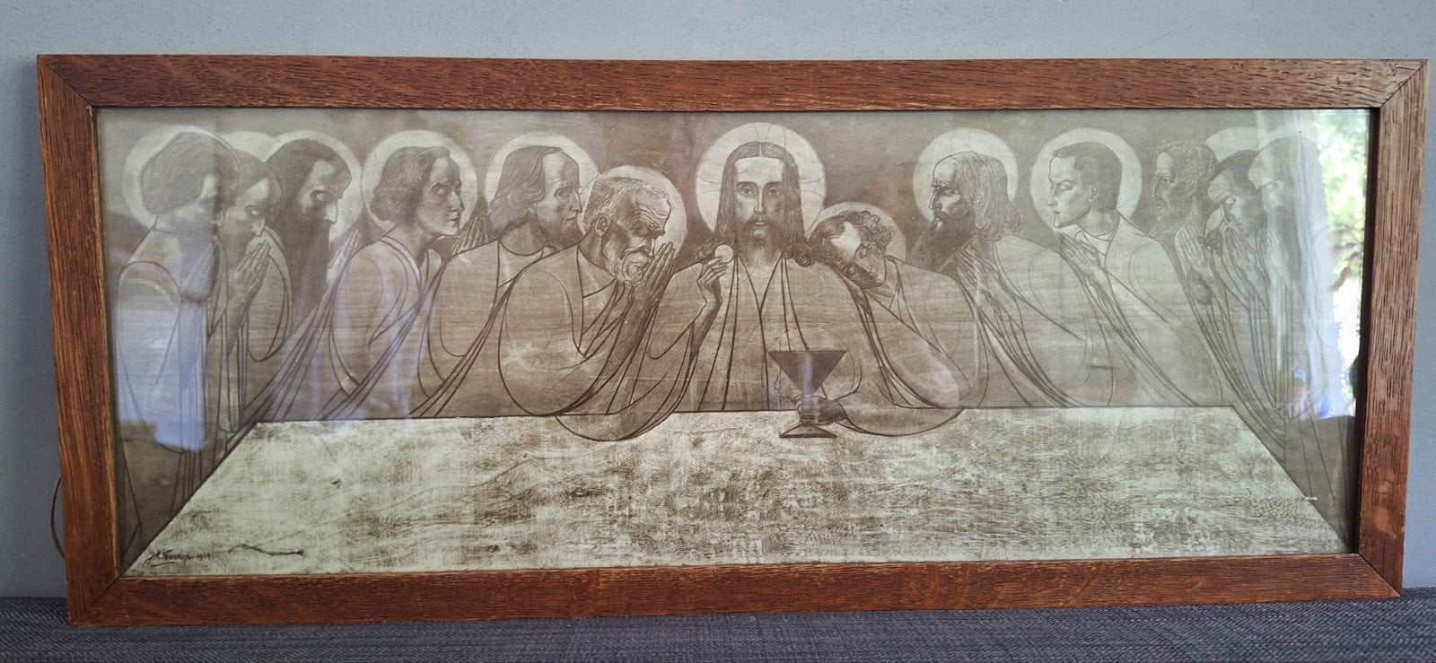 Jan Toorop - Het Laatste Avondmaal (1914) Lithografie, Religie, Ingelijst, Ophalen of Verzenden, Lithografie