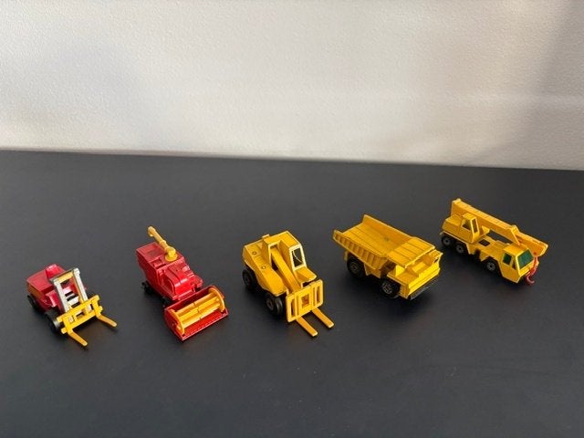 Matchbox 5 bouw en landbouw voertuigen jaren 70, Ophalen of Verzenden, Gebruikt, Auto