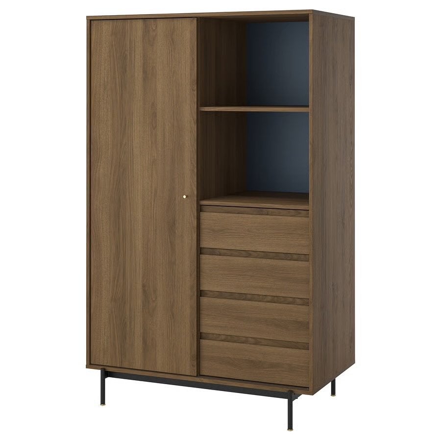IKEA RÅDMANSÖ Wardrobe, brown walnut effect, 118x64x190 cm, 100 tot 150 cm, Ophalen of Verzenden, Zo goed als nieuw, Met lade(s)