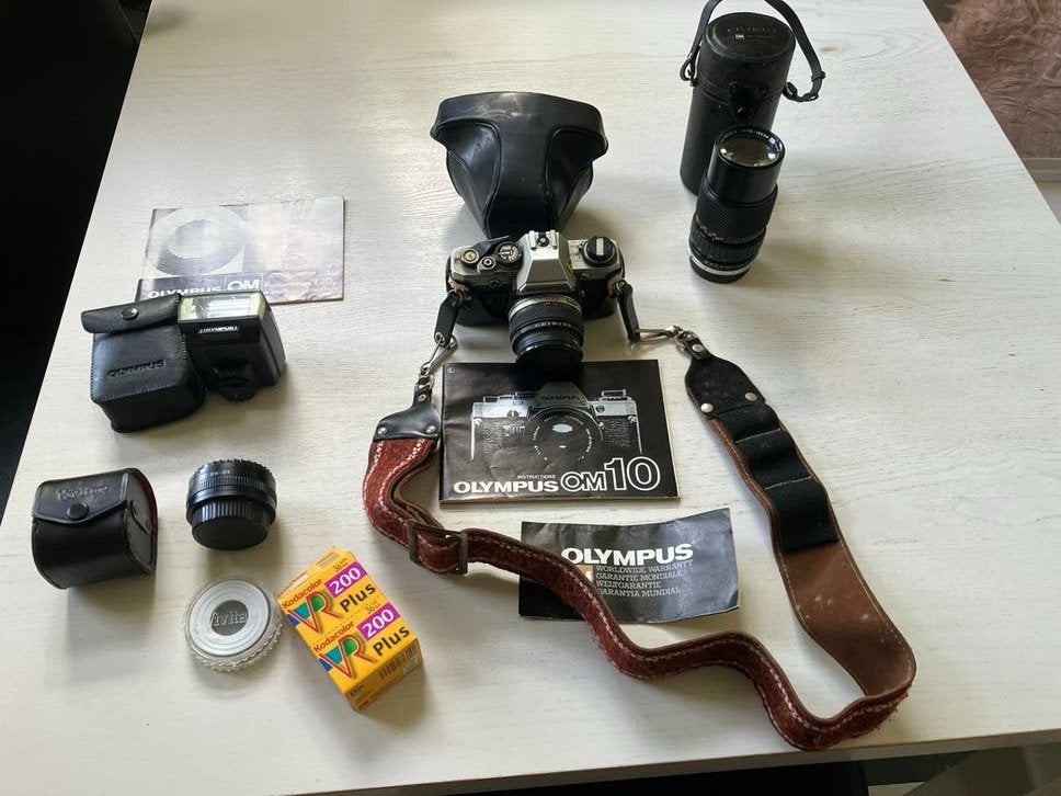 Complete spiegelreflex camera set Olympus OM10, Ophalen of Verzenden, Spiegelreflex, Olympus
