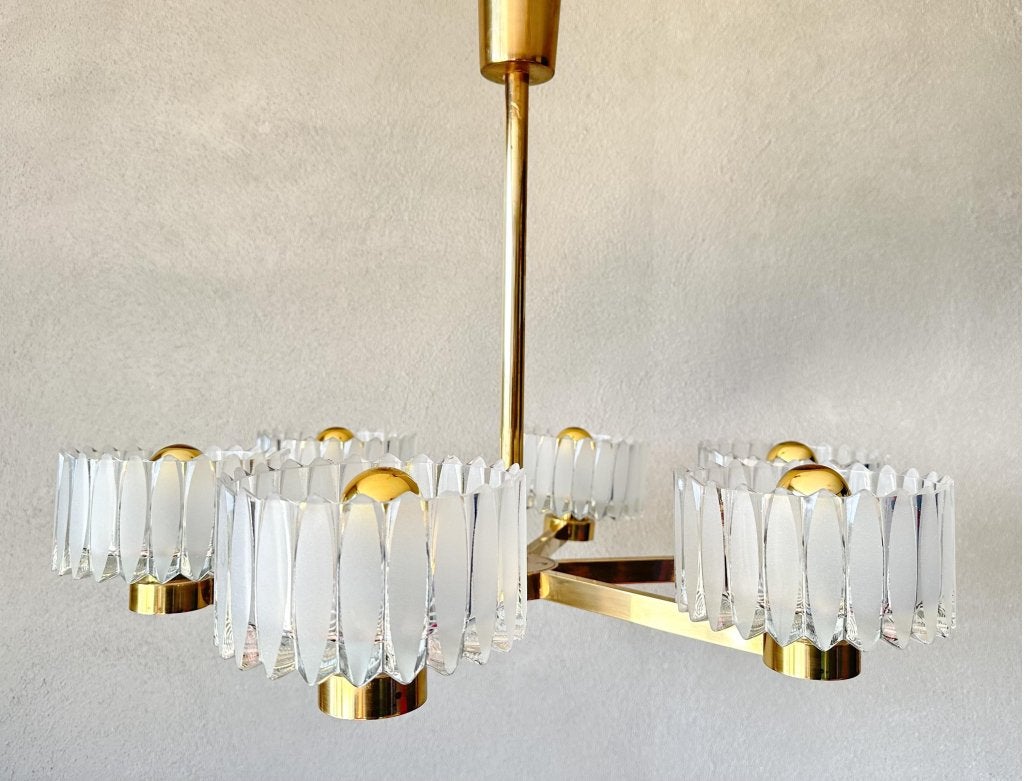 Vintage Doria hanglamp, Gebruikt, Mid century modern, Niet ingevuld, Glas