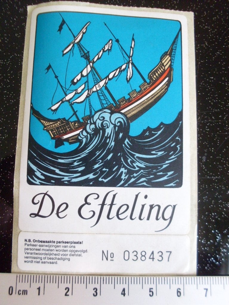 sticker de efteling parkeerbewijs schommelschip 1982, Verzenden, Zo goed als nieuw, Bedrijf of Vereniging