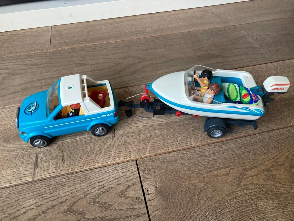 Playmobil auto met boot, Ophalen, Gebruikt, Complete set