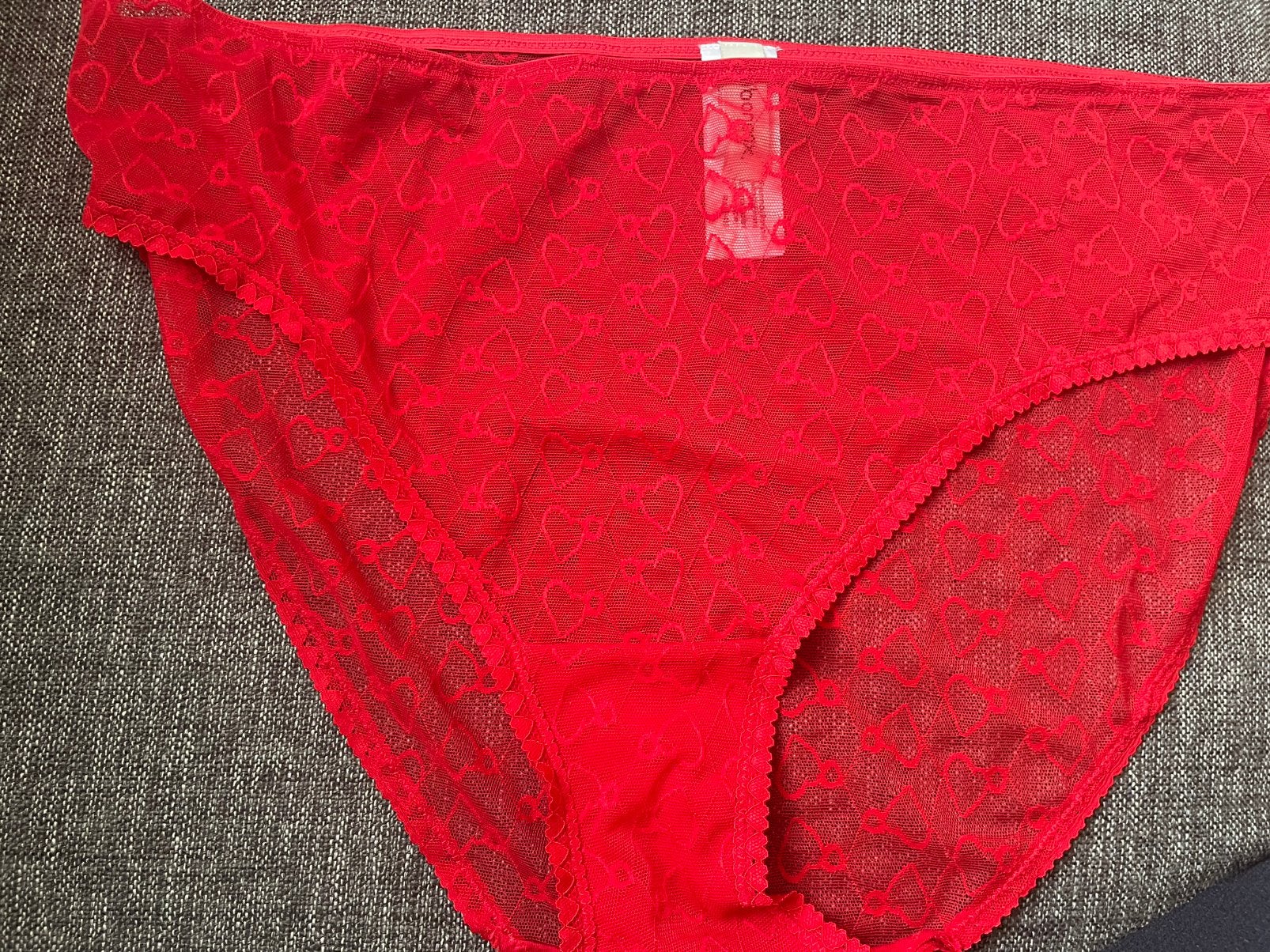 Volledig doorzichtige slip mt xl, Verzenden, Rood, Slip