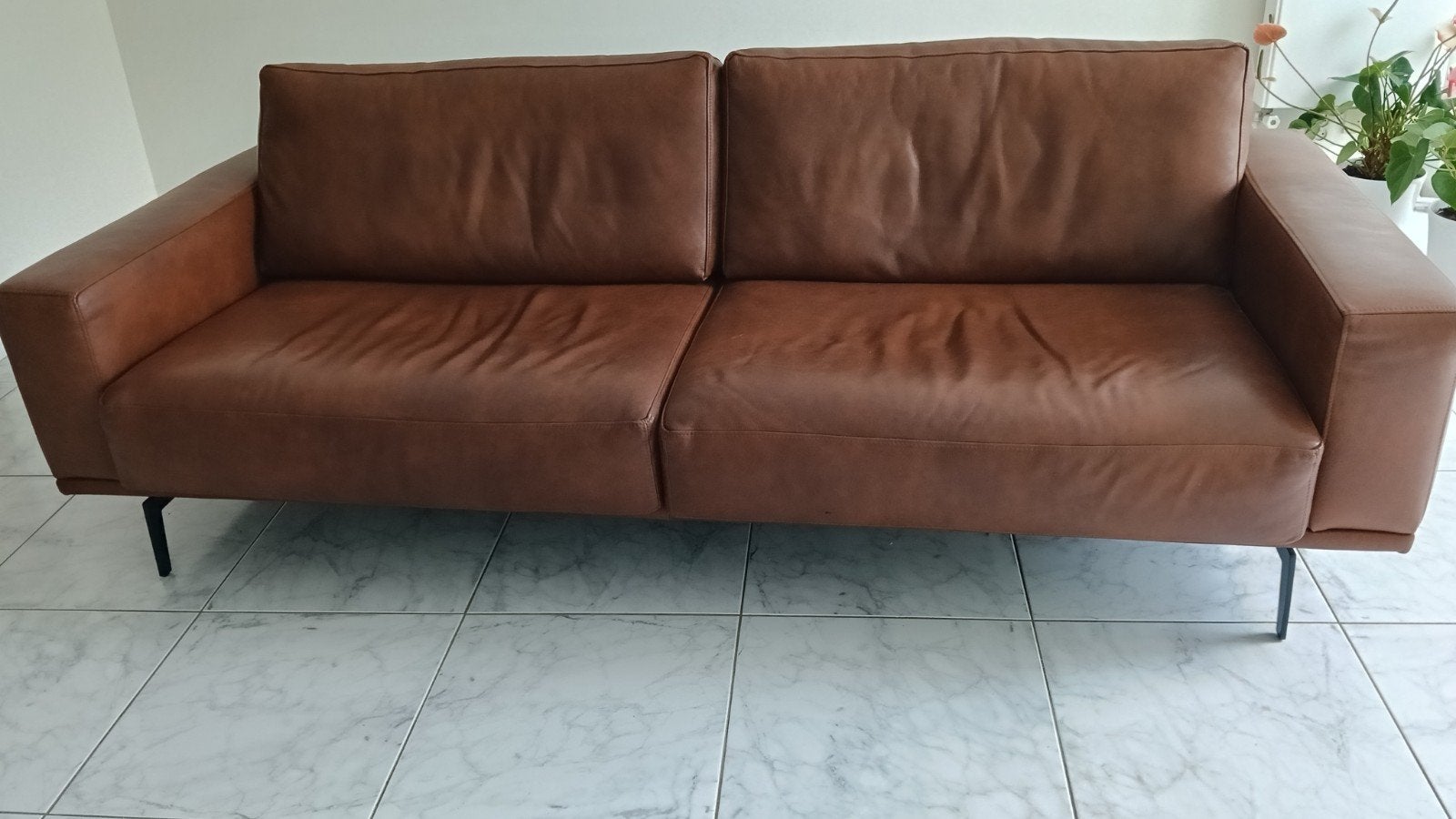 Lederland Leren 3-Zitsbank model 390/40 Couper kleur cognac, Ophalen, Minder dan 75 cm, Leer, Zo goed als nieuw