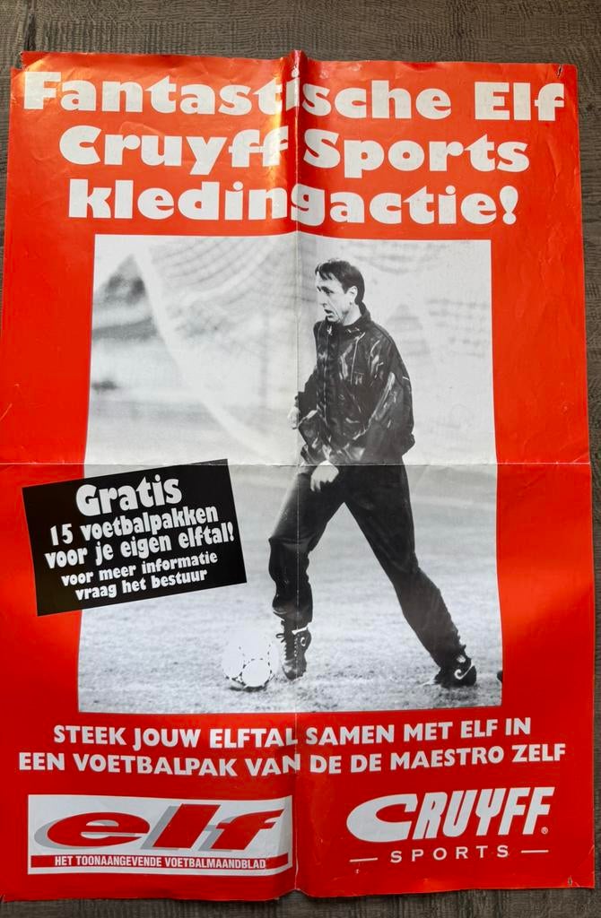 Johan Cruijff Poster Elf, Ophalen, Zo goed als nieuw, Ajax, Poster, Plaatje of Sticker