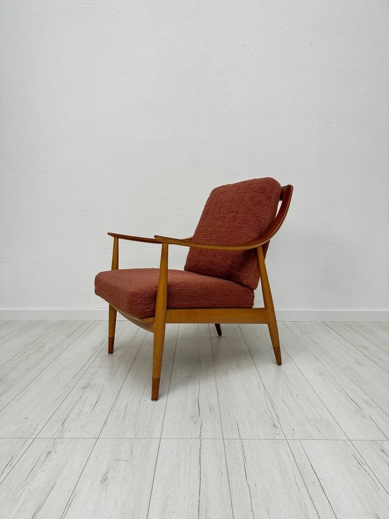 Hvidt & Mølgaard FD 145 eiken fauteuil Deens jaren 50