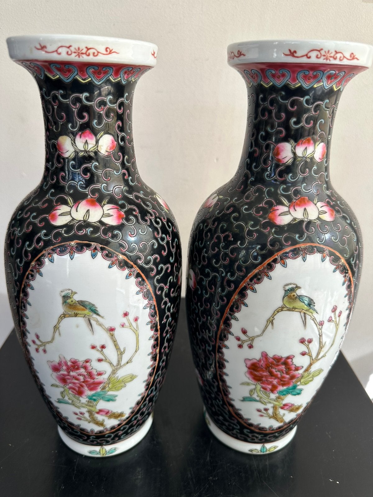 Chinees Familli Noir porselein vazen 32 cm 1 koop, Ophalen of Verzenden