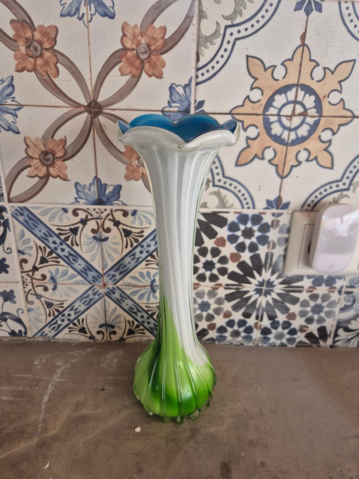 Murano glazen vaas., 29 cm, Ophalen of Verzenden, Groen, Glas