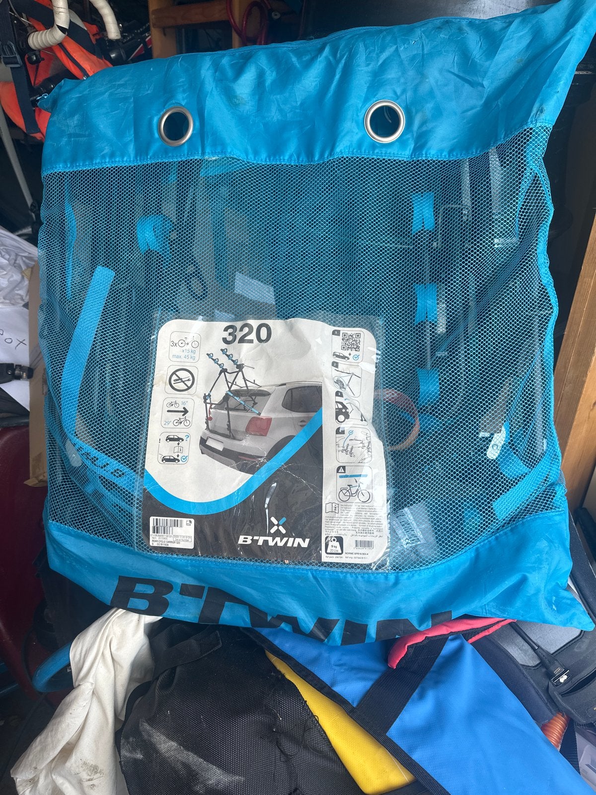 B'Twin 320 Fietsendrager Achterklep - 3 Fietsen, Ophalen of Verzenden, 3 fietsen of meer, Zo goed als nieuw, Achterklepdrager